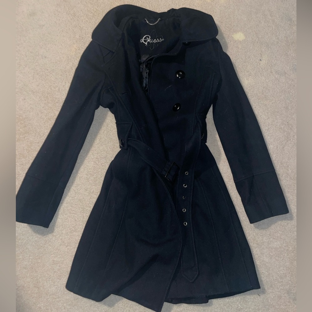 VINTAGE black guess trench coat